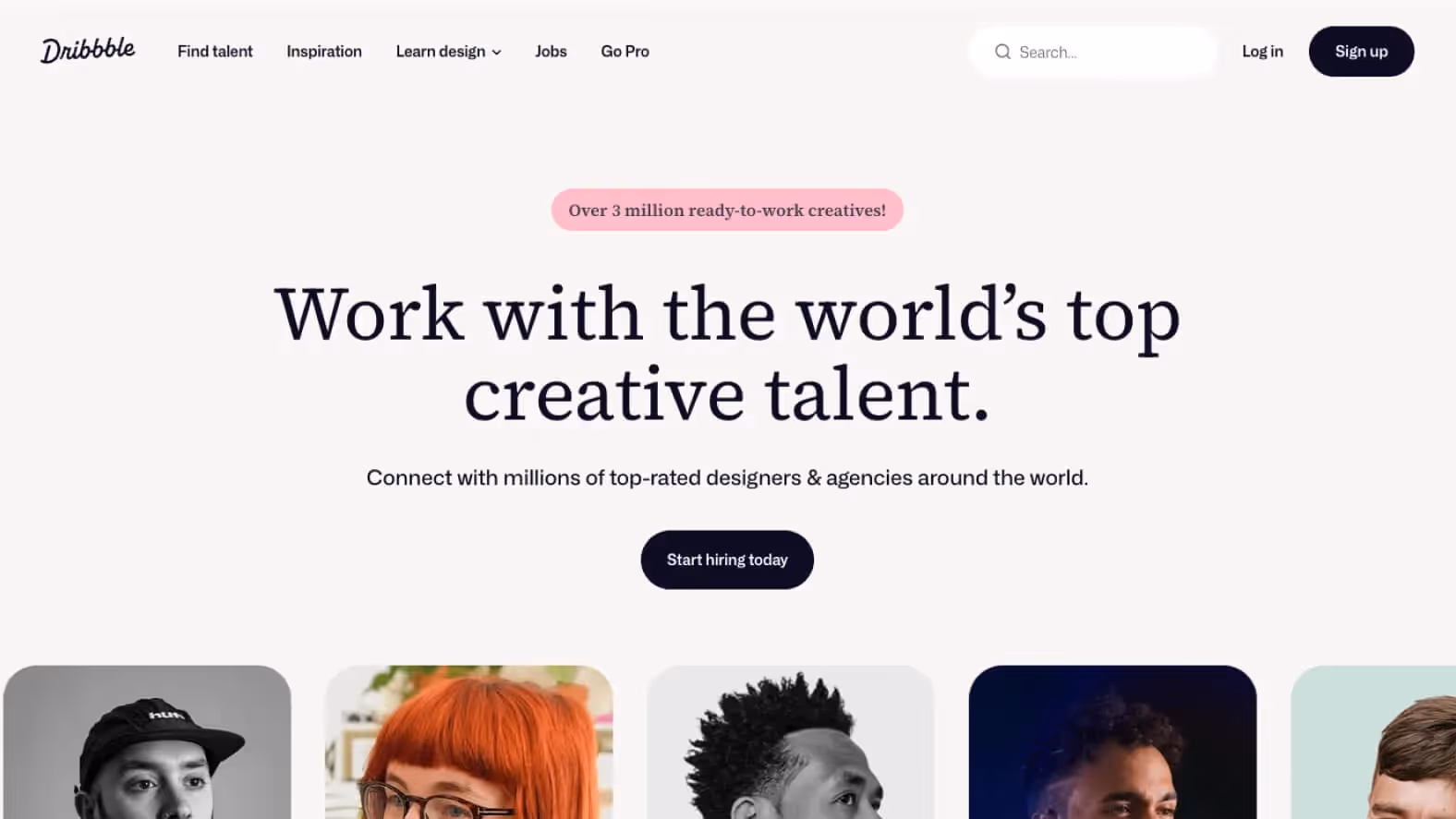 Dribbble landing page