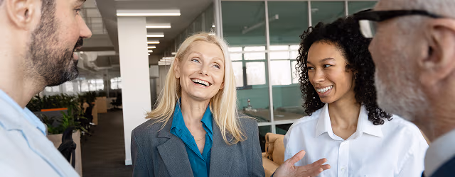 an informal chat with co-workers showing great communication techniques