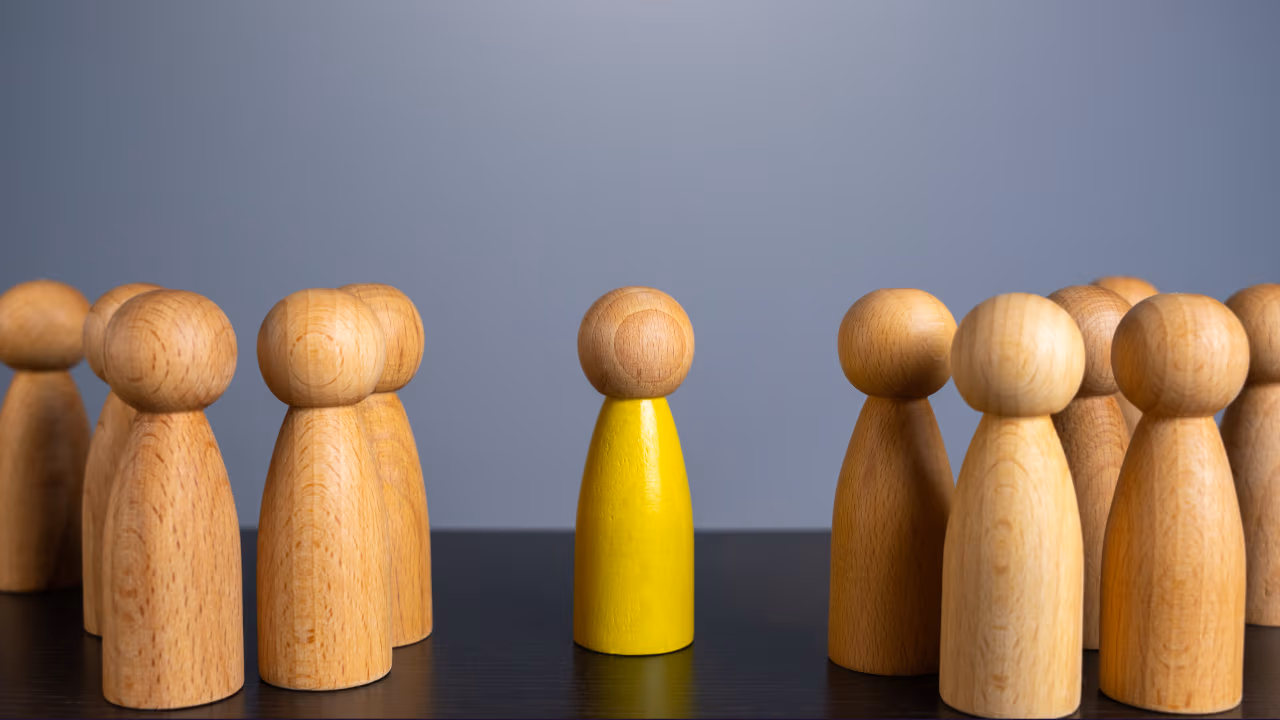 a depiction of people with one person contemplating self awareness