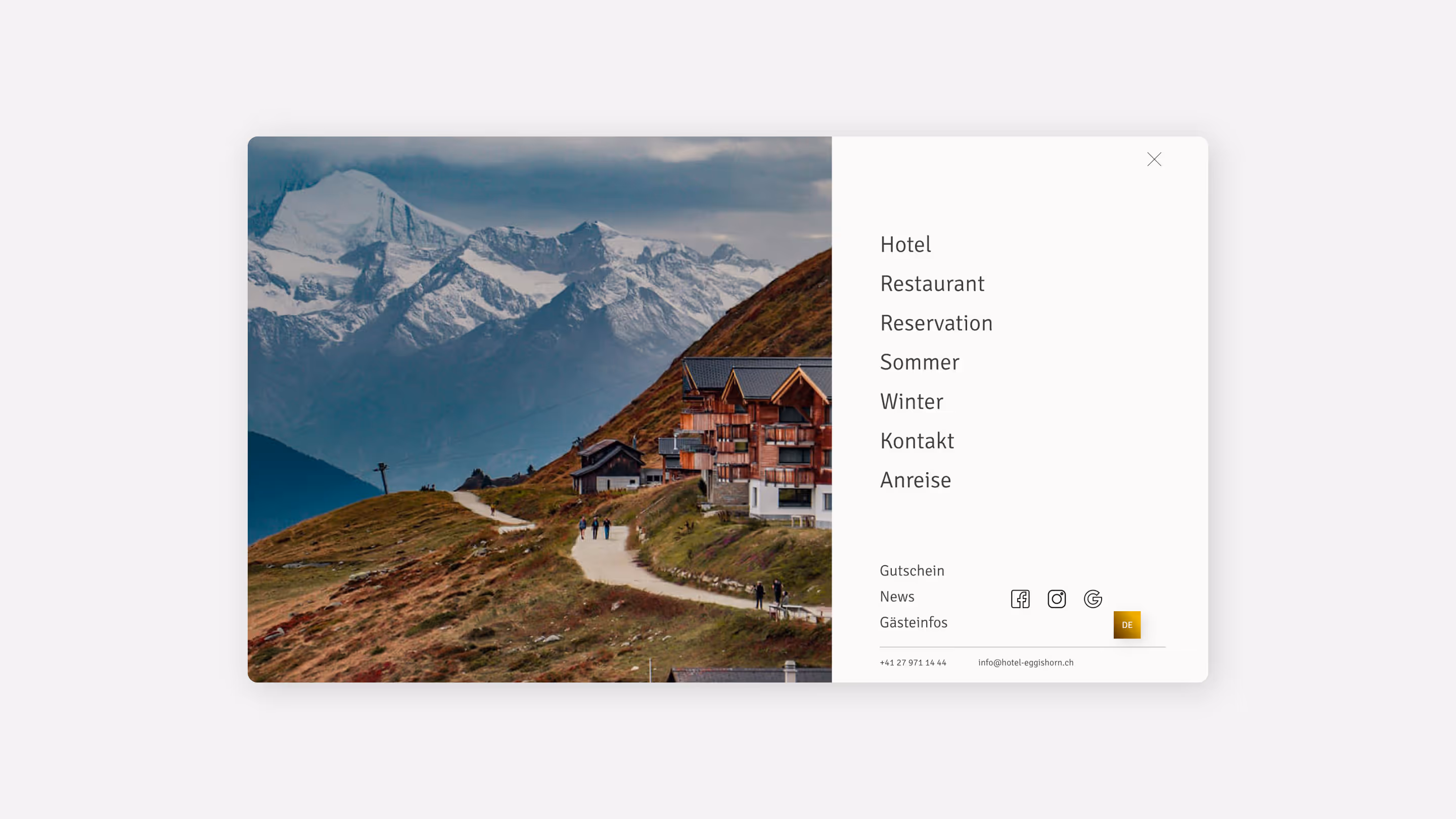 Hotel Eggishorn - website design and development