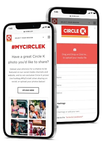 Two phones displaying CircleK website