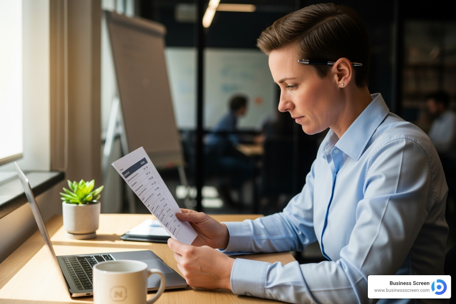 person comparing options on a checklist - background screening provider