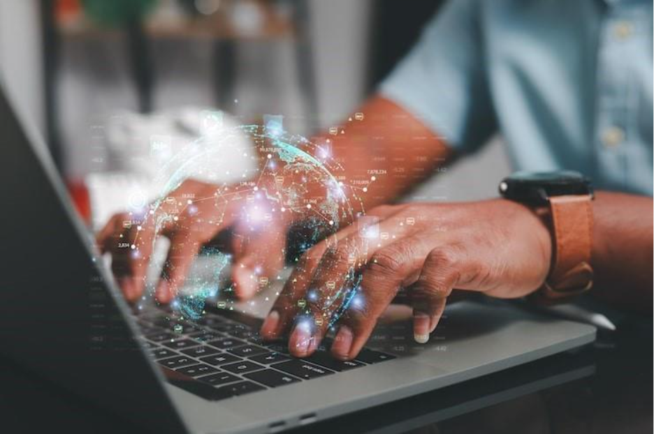 Concept of achieving goals Businessman presenting business investment goals through laptop at the office desk