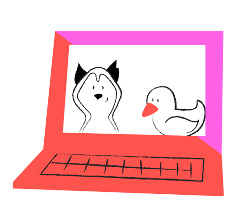 Tela de notebook com Barky e Ducky