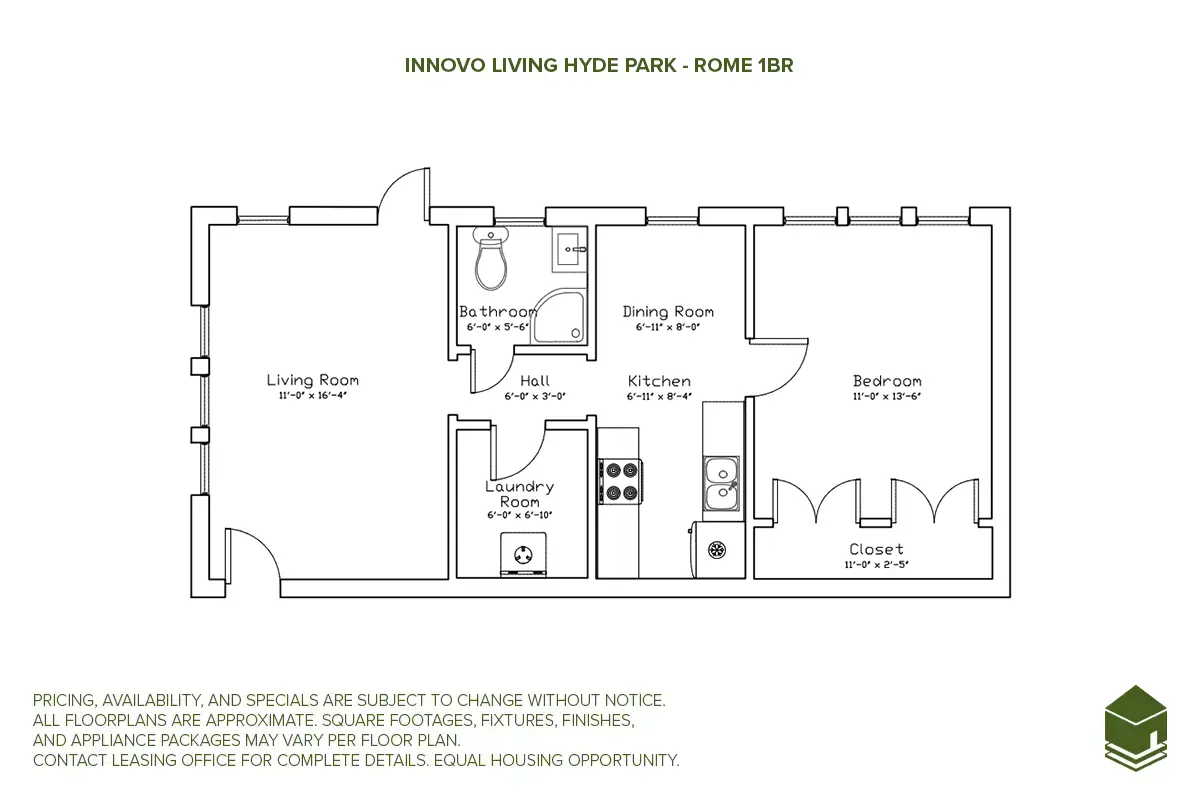 Rome Boutique 1BR Floor Plan