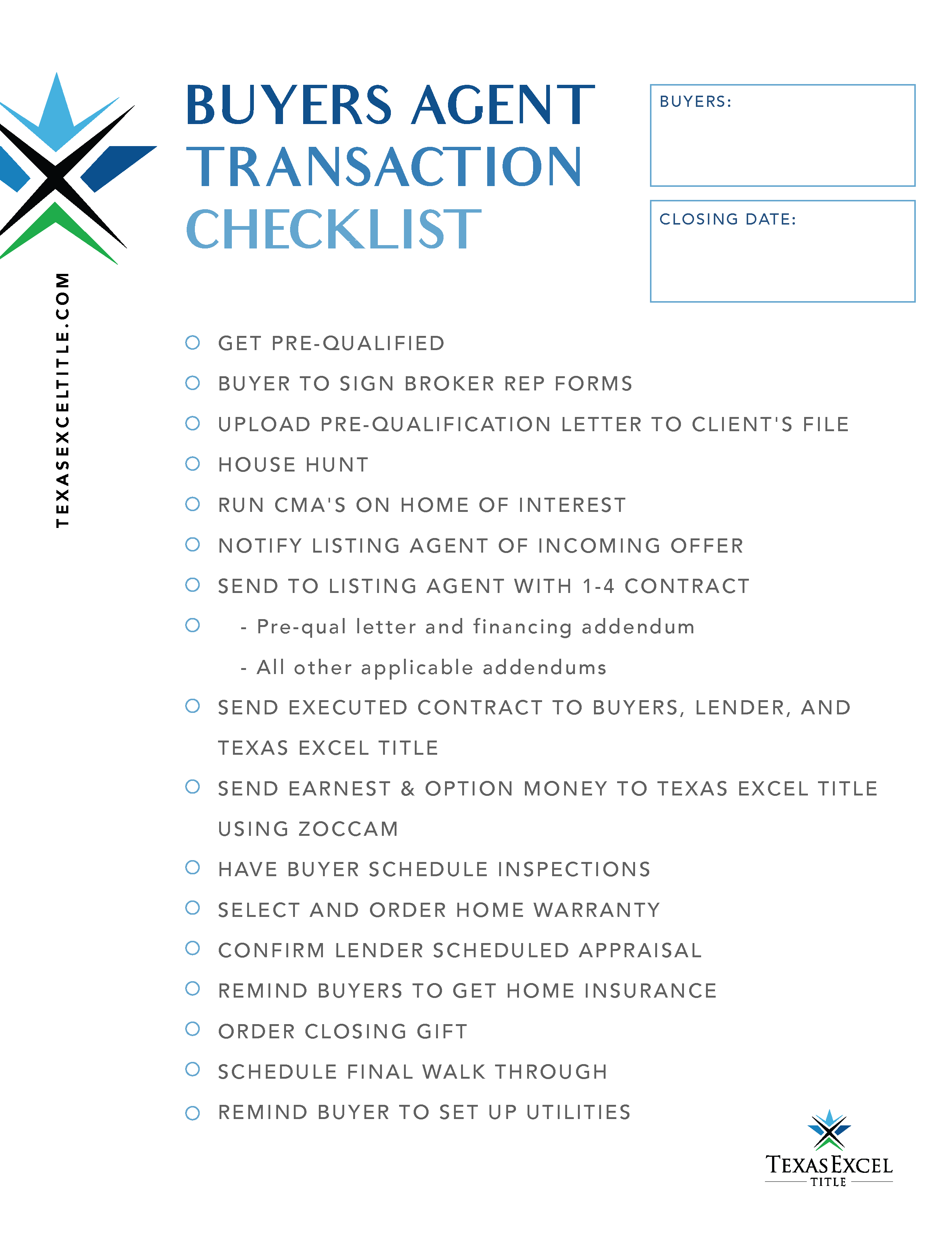 Buyers Agent Transaction Checklist