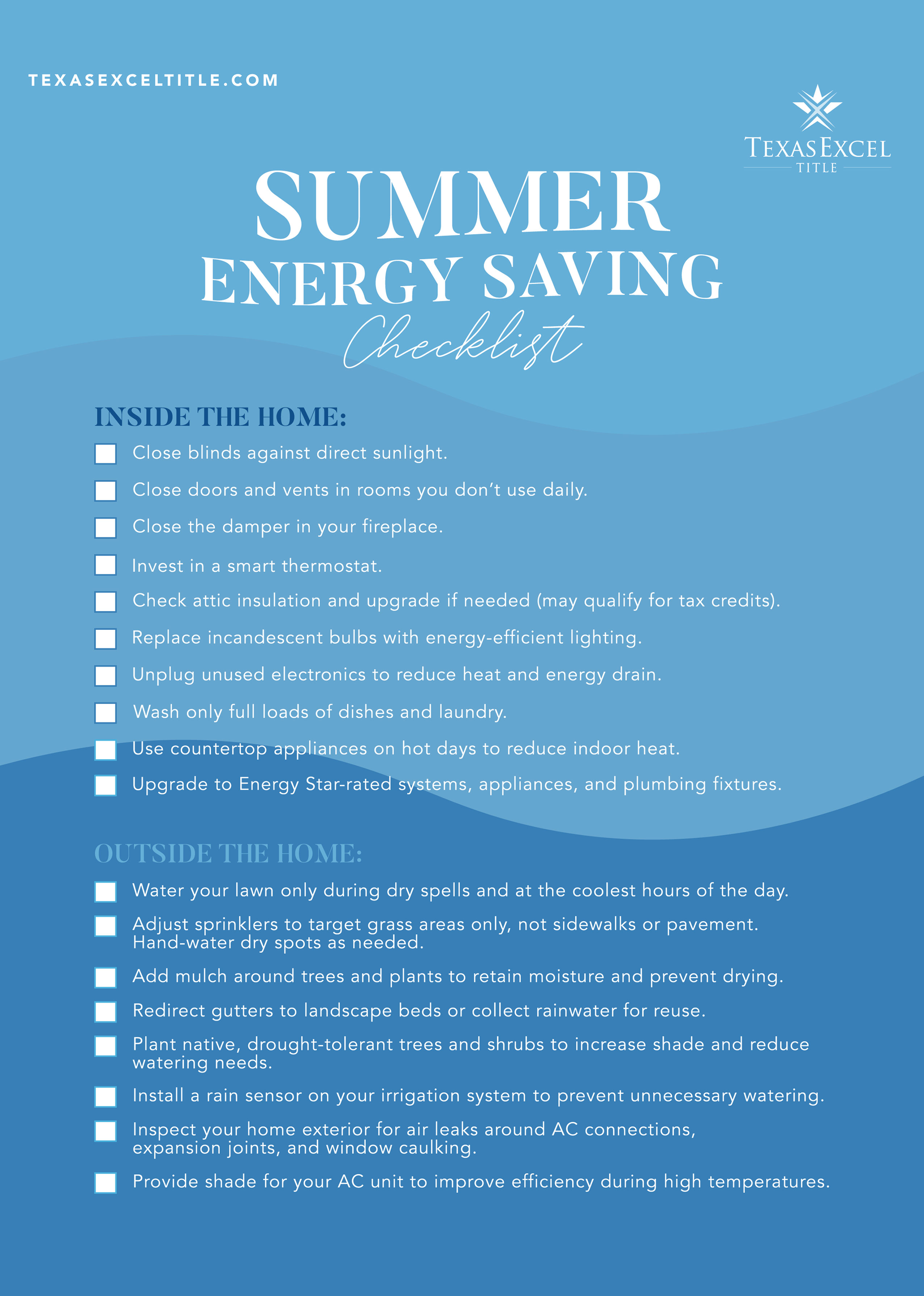 Summer Energy Saving Checklist