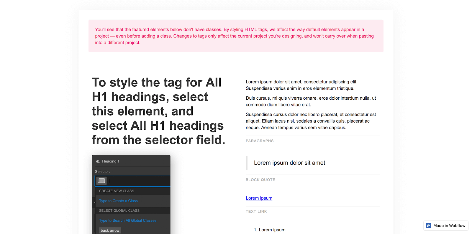 webflow styleguide