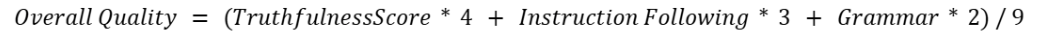 Figure 3: Overall Quality formula where 9 is equal to the sum of the weights of each criterion.