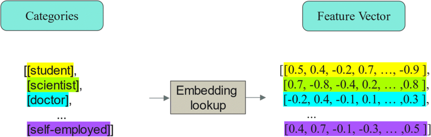Figure 20: An example of an embedding procedure for categorical data.