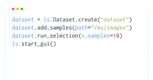 Figure 11: Sample code to create and manage a dataset in LightlyStudio.