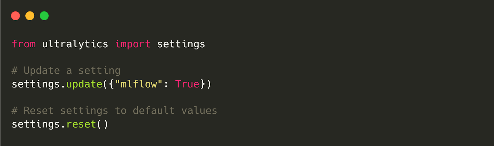 Code to set up MLFlow in Ultralytics.