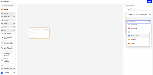 Orchestrate page to set up an automation.