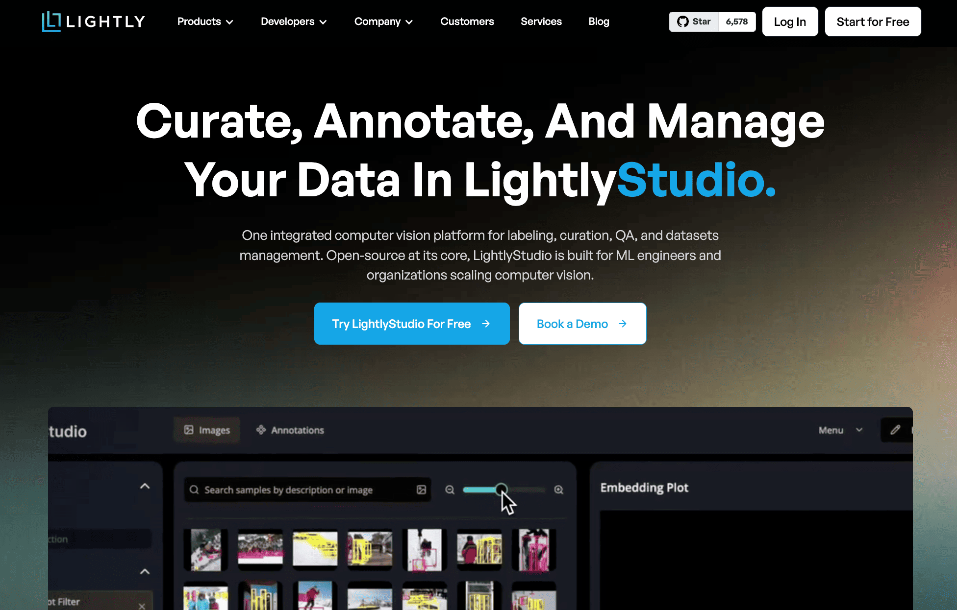 LightlyStudio website preview