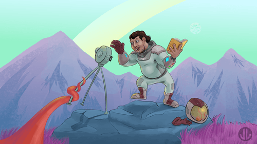 fun space surveyor encounters an alien