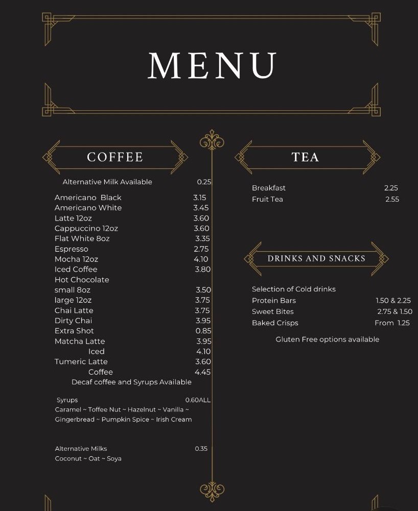 Nourish Cupar Drinks and Snacks Menu