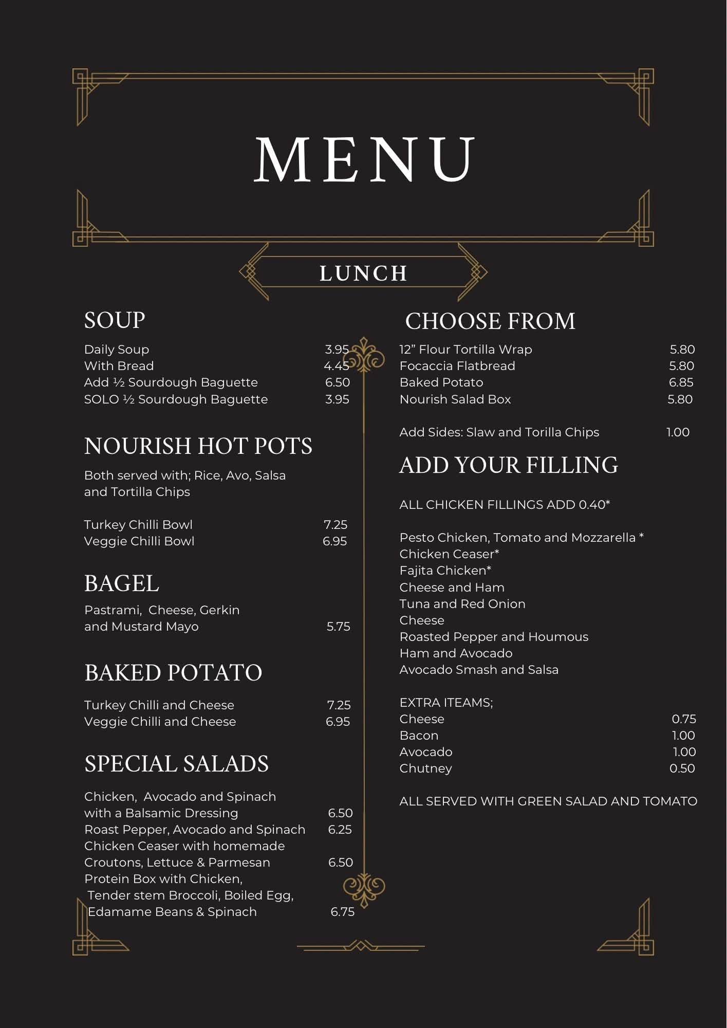 Nourish Cupar Lunch Menu