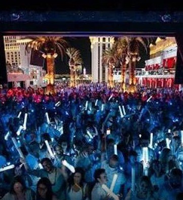 Live party band performing on a glitter stage