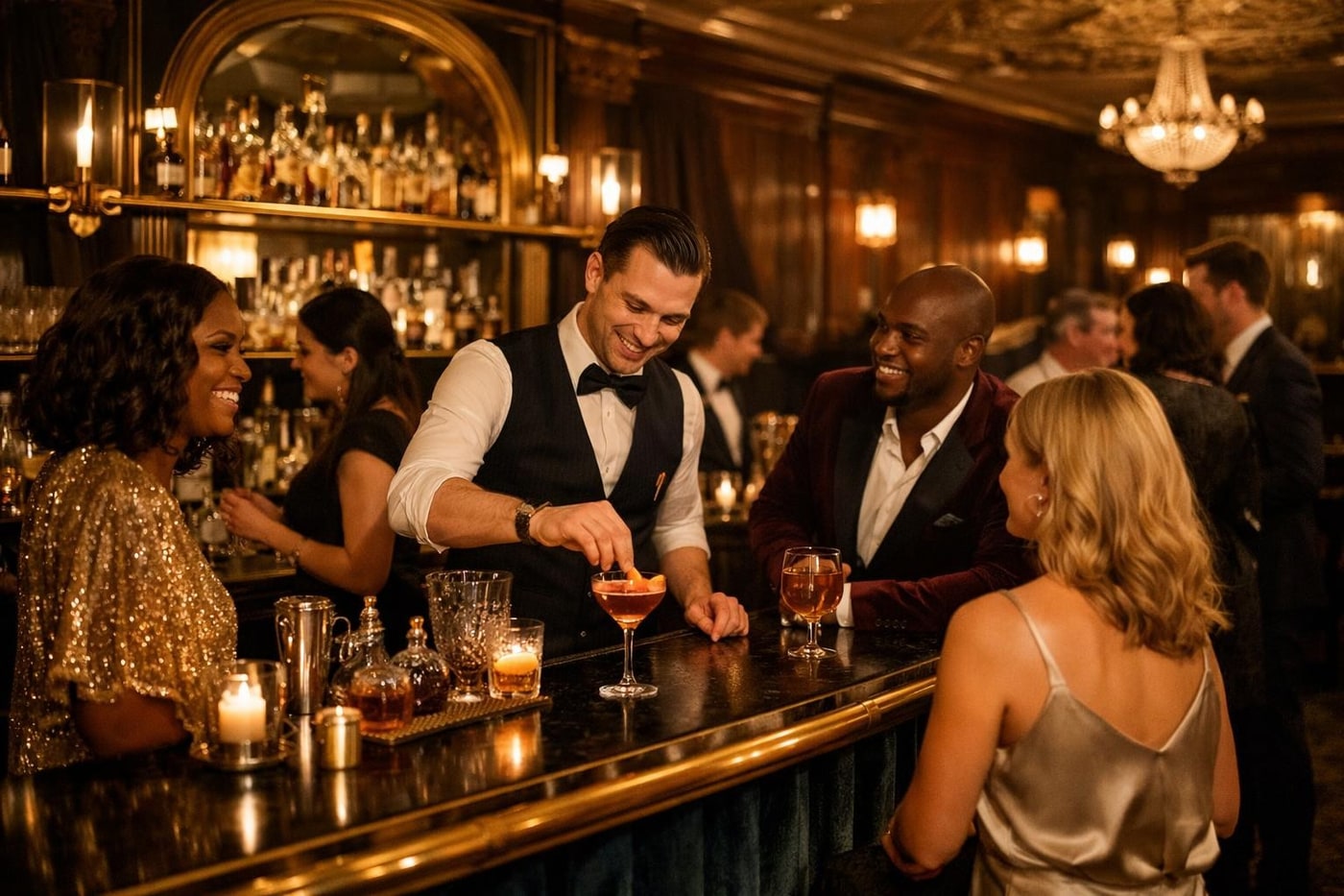 Speakeasy-style feature bar at a 1920s themed corporate event