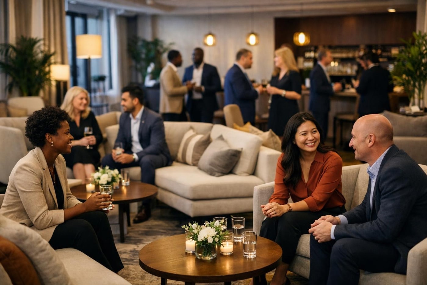 Comfortable lounge layout for a corporate event