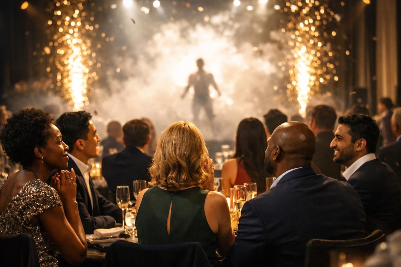 Luxury event reveal moment at a corporate event