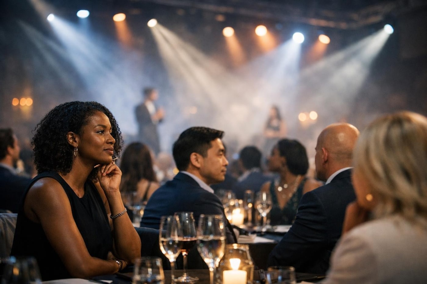 Lighting and sound shaping an immersive event atmosphere