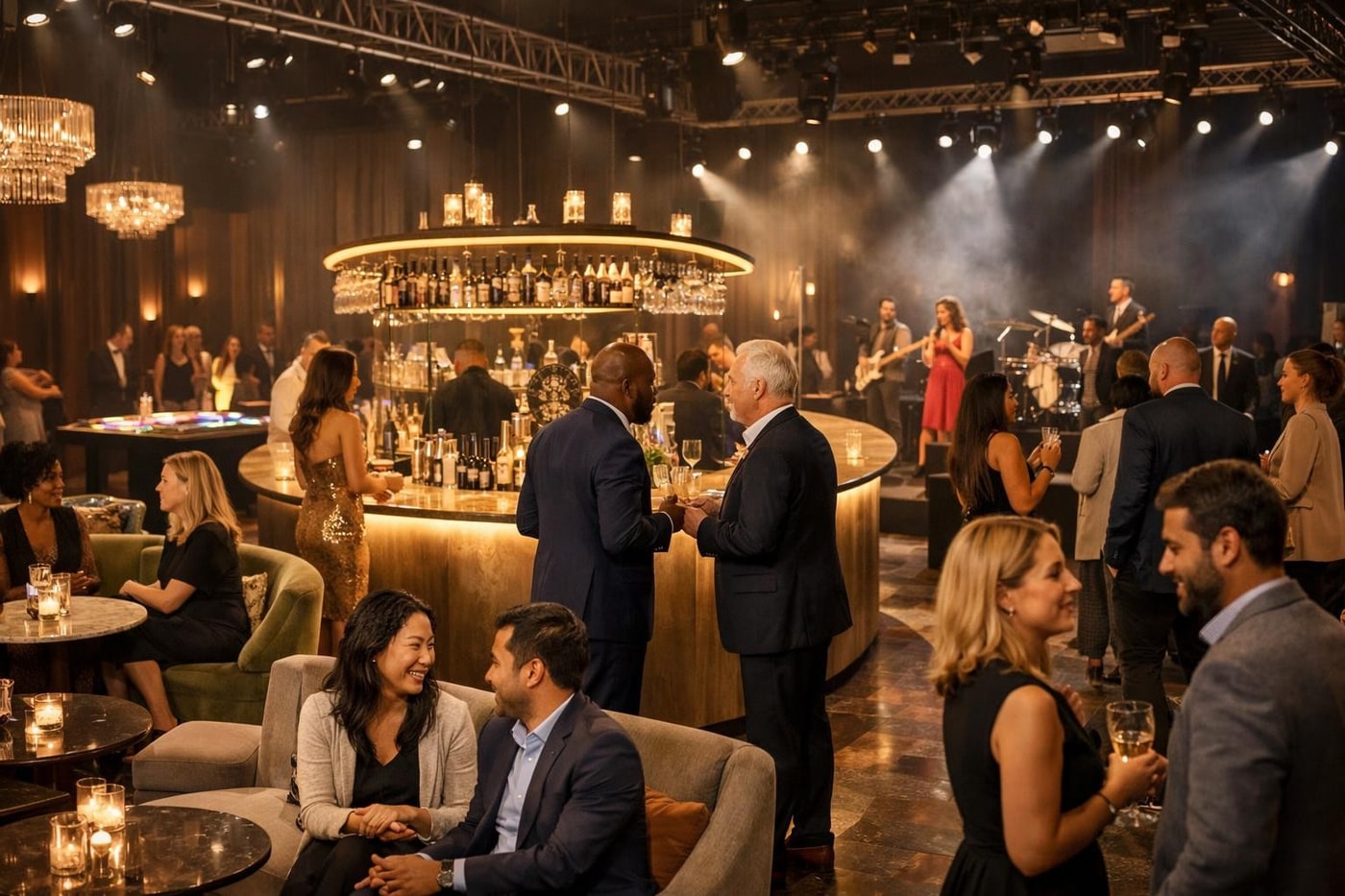 Corporate summer party layout and guest flow