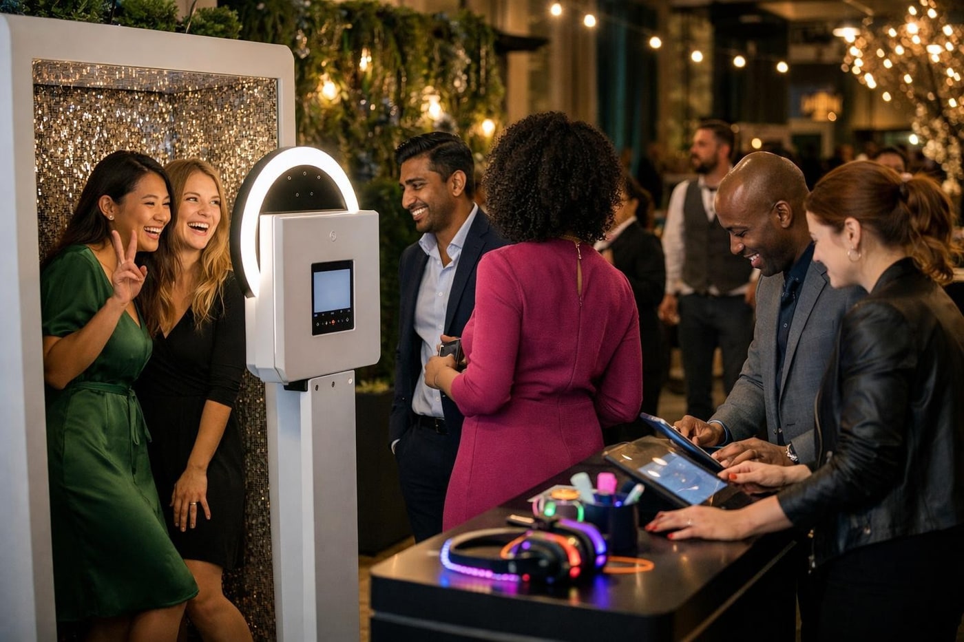 Interactive guest experience at a themed corporate event