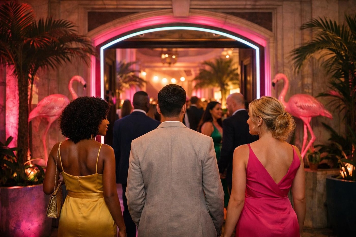 Themed event entrance at a historic London venue