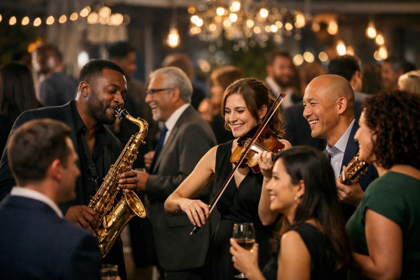 Live musicians integrated into an immersive corporate event