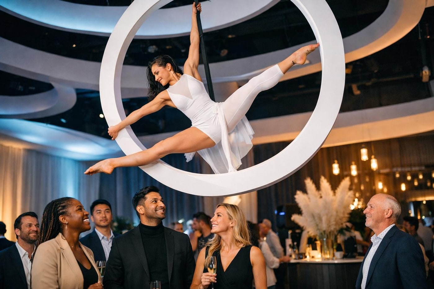 Acrobatic performance integrated into a branded activation