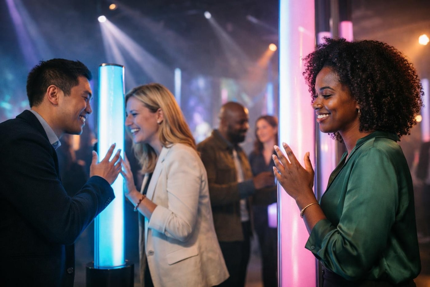 Guests interacting with an immersive brand installation