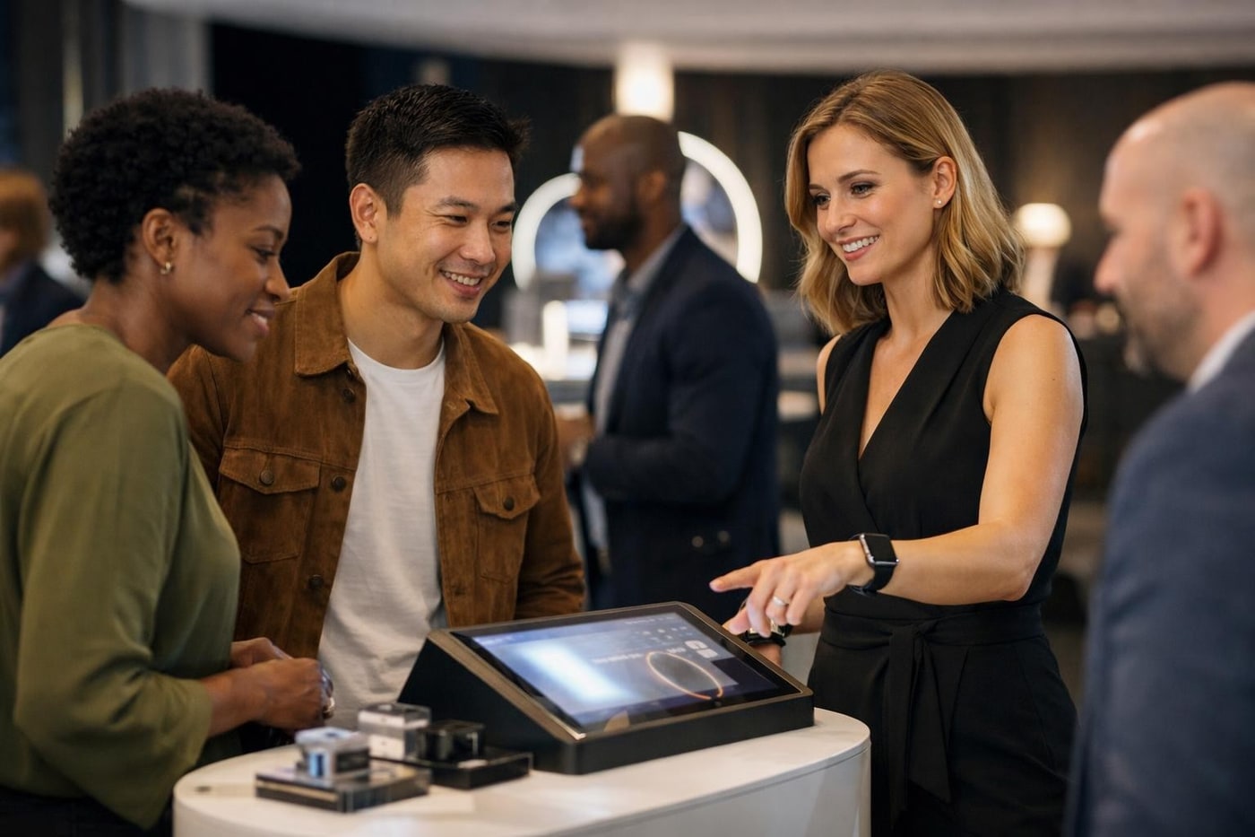 A brand ambassador guiding guests through an interactive event