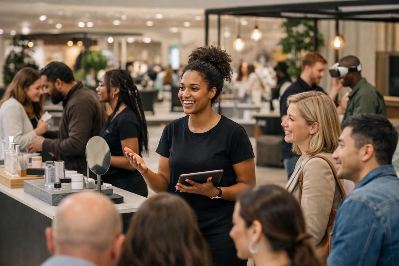 A retail activation with clear access points and visible engagement zones