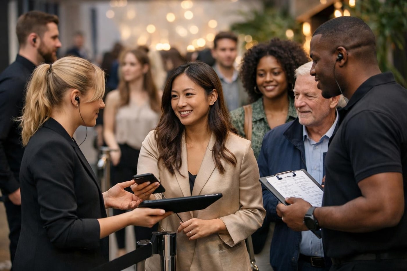 An activation team managing guest flow in a retail experience.