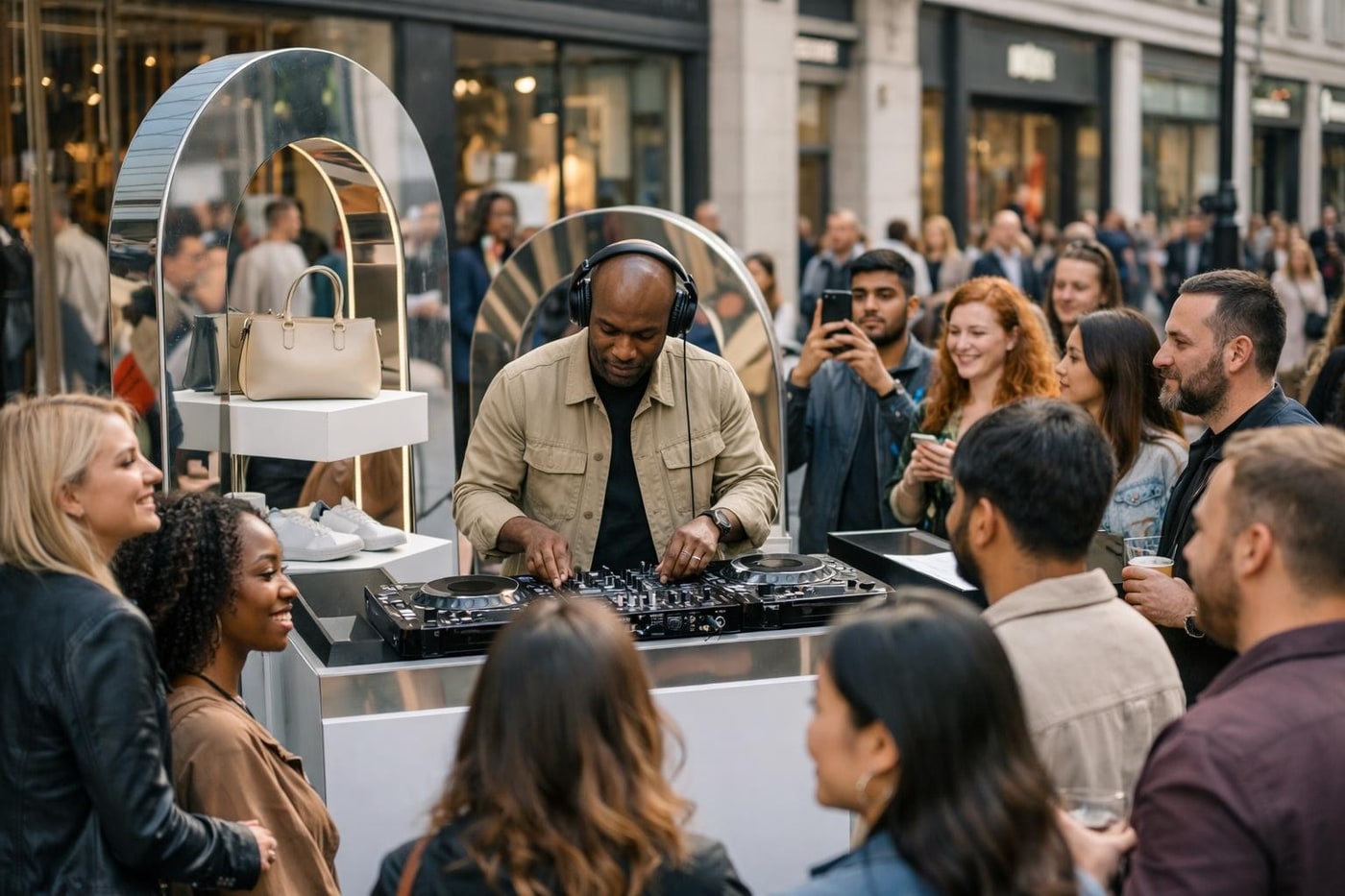 A DJ creating atmosphere at a retail activation