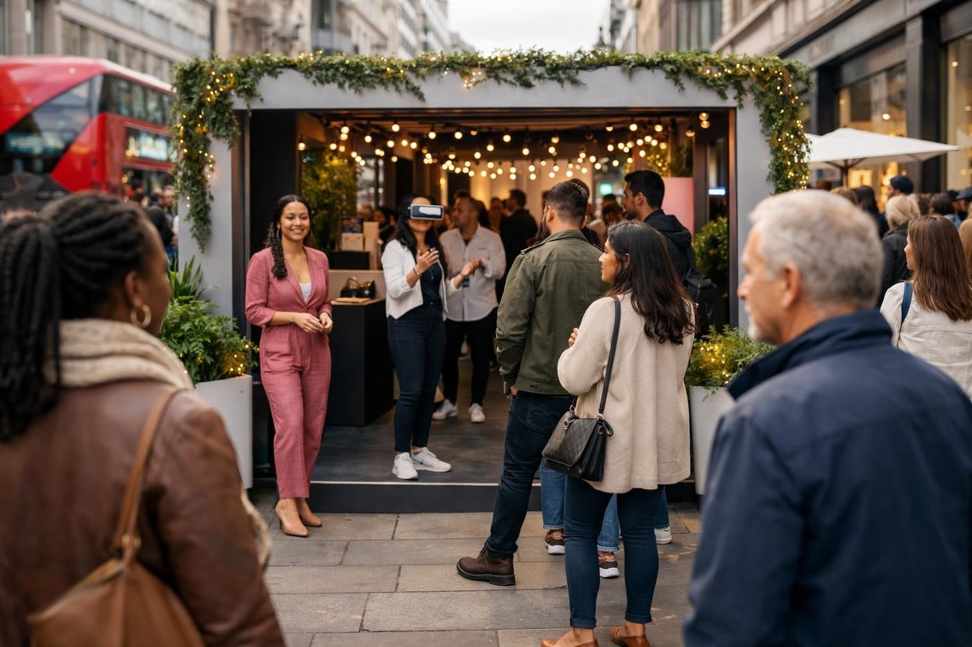Busy high street retail activation attracting attention