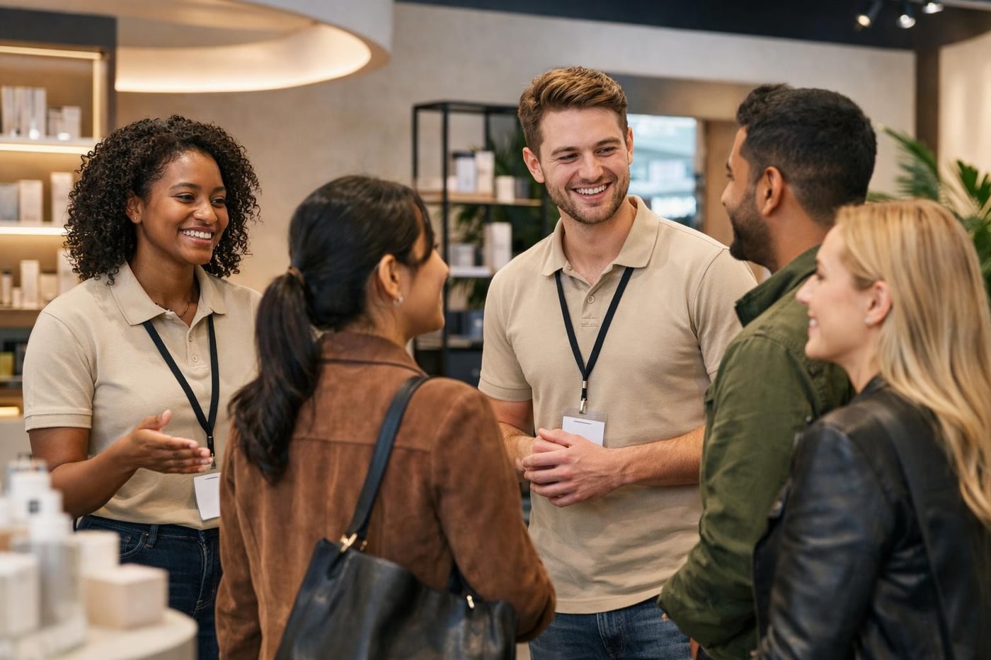 Brand ambassadors welcoming guests at a retail activation