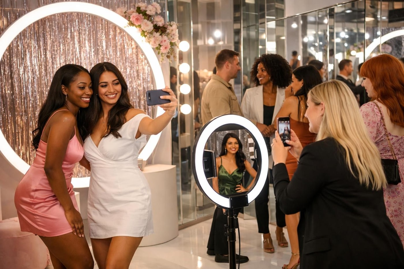 Social media-friendly beauty activation area designed for content capture.