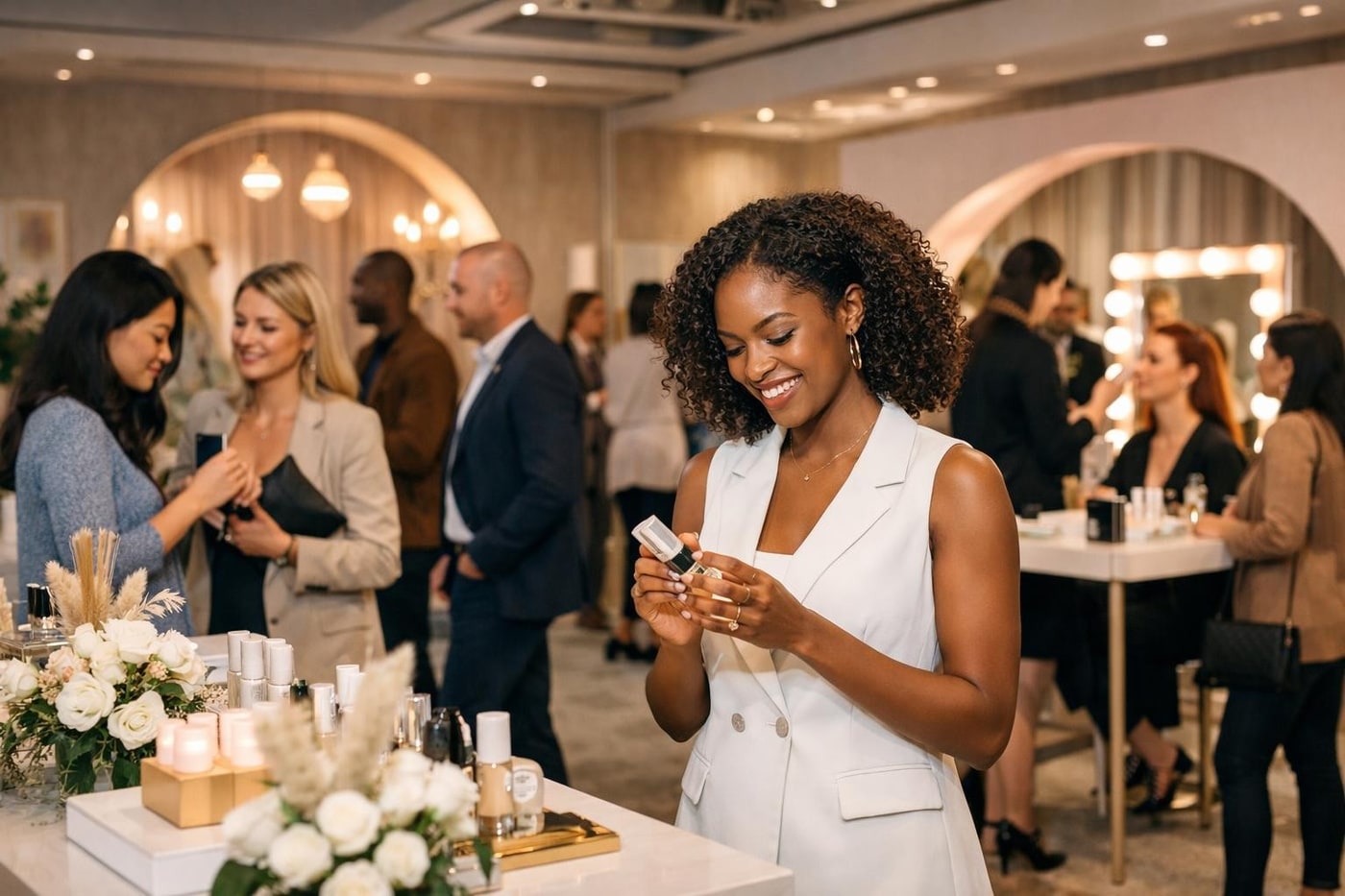 Wide view of an immersive beauty retail pop-up