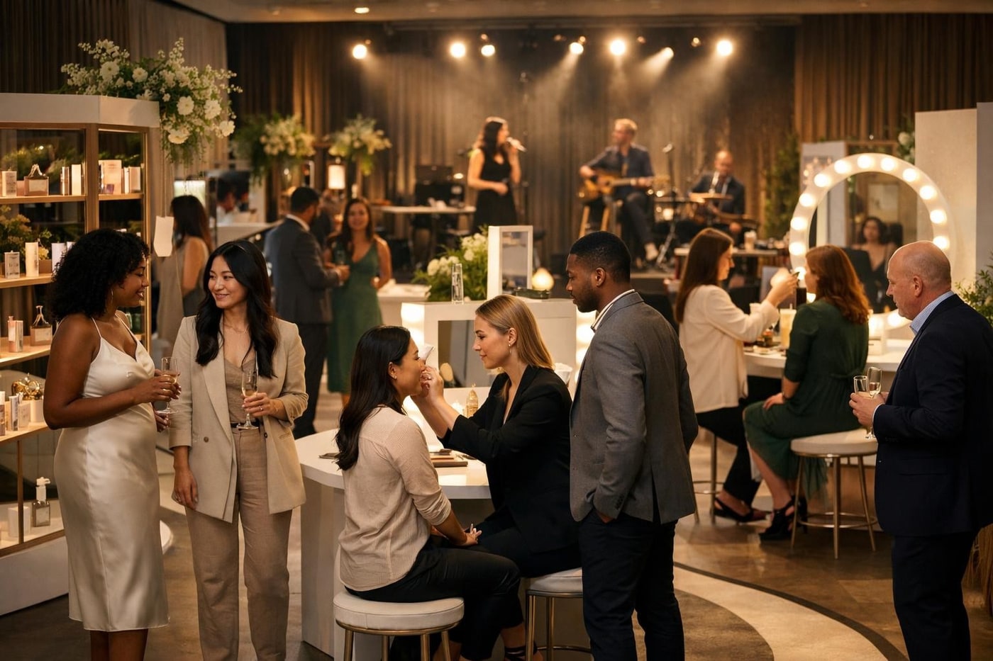 Beauty pop up with clear guest flow and atmosphere.