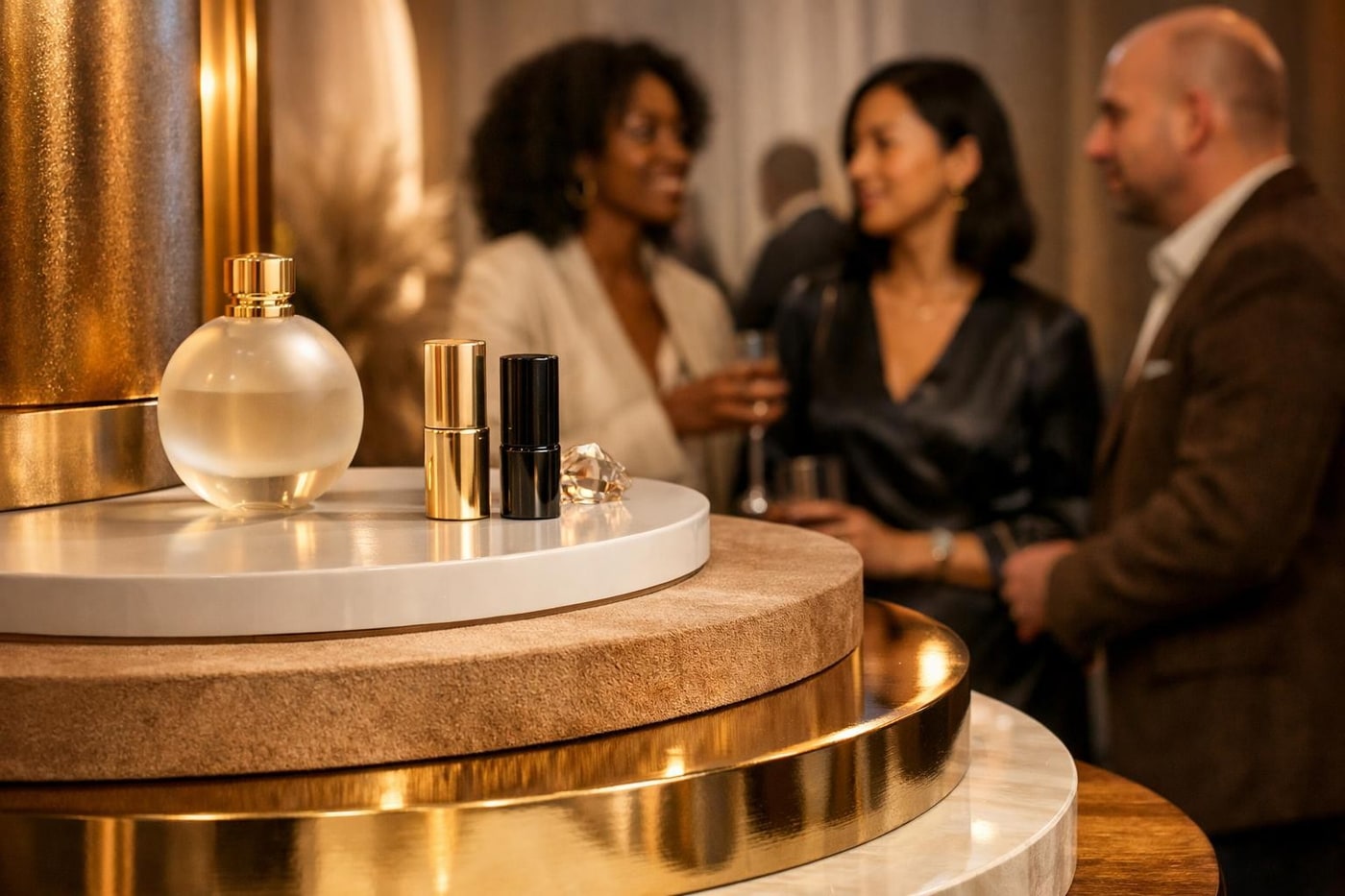 Premium beauty pop up production details and materials.