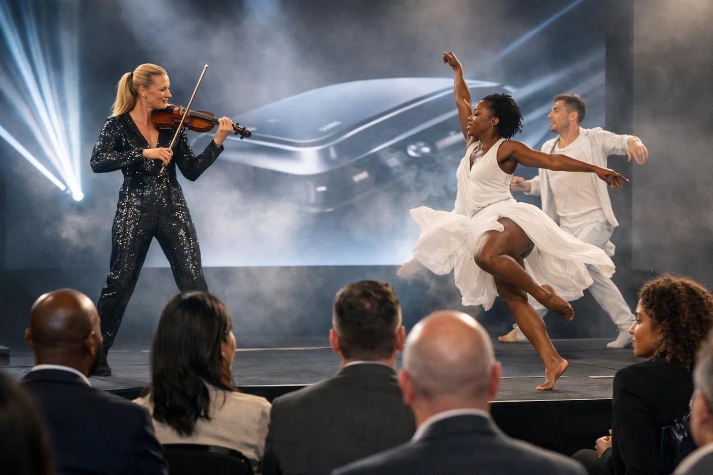 Live performance creating energy at a product launch.