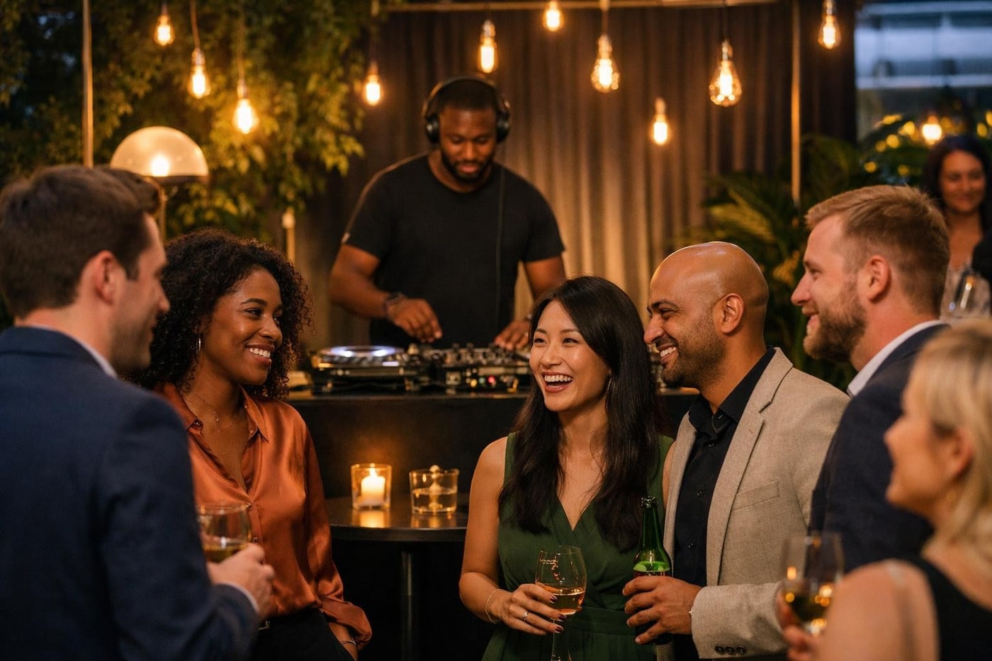 Live DJ creating energy inside a pop up activation