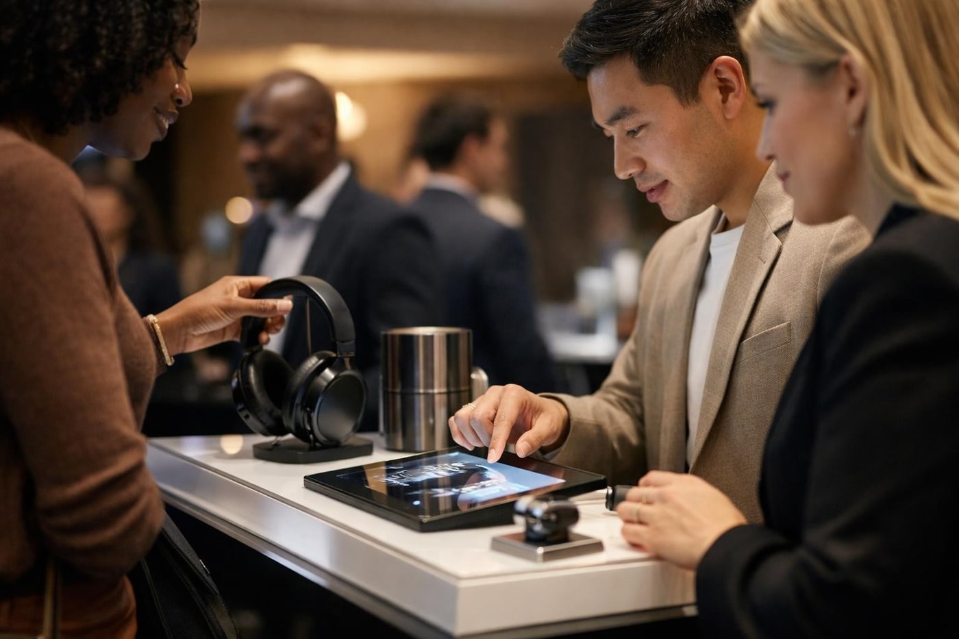 Interactive product display within a premium retail activation