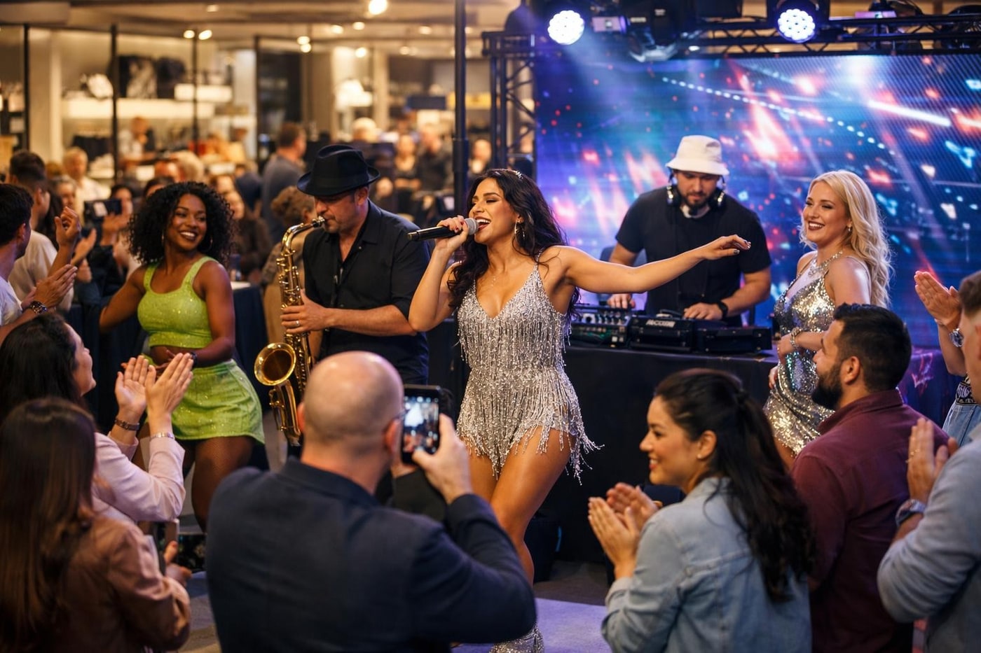 Live entertainment creating atmosphere in a retail activation