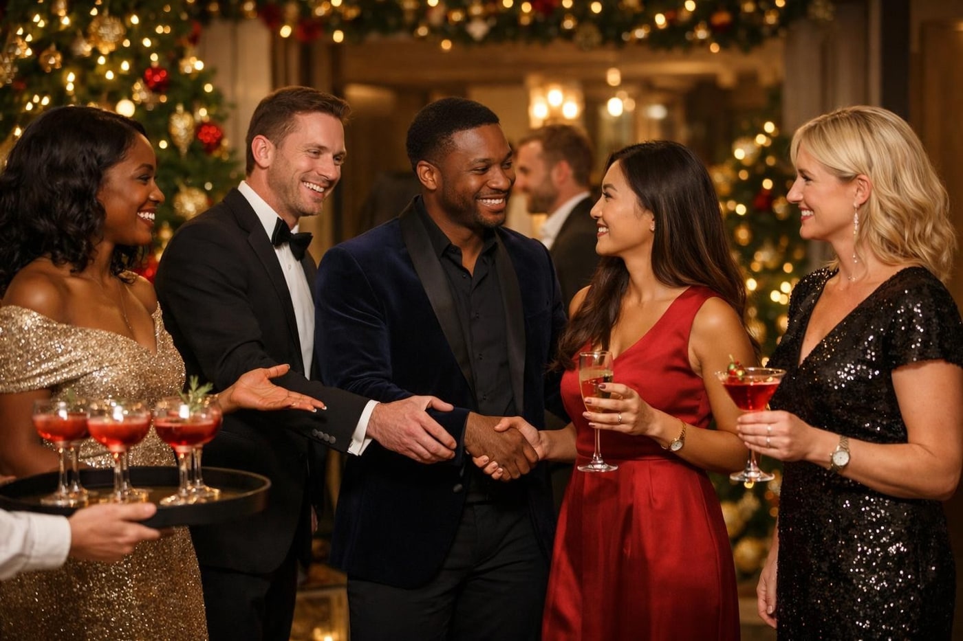 VIP guests arriving at a premium Christmas event