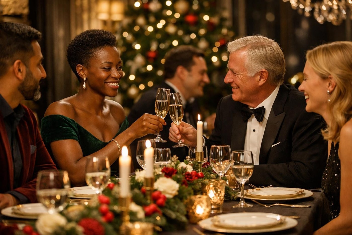 Luxury private dining table for a VIP Christmas event