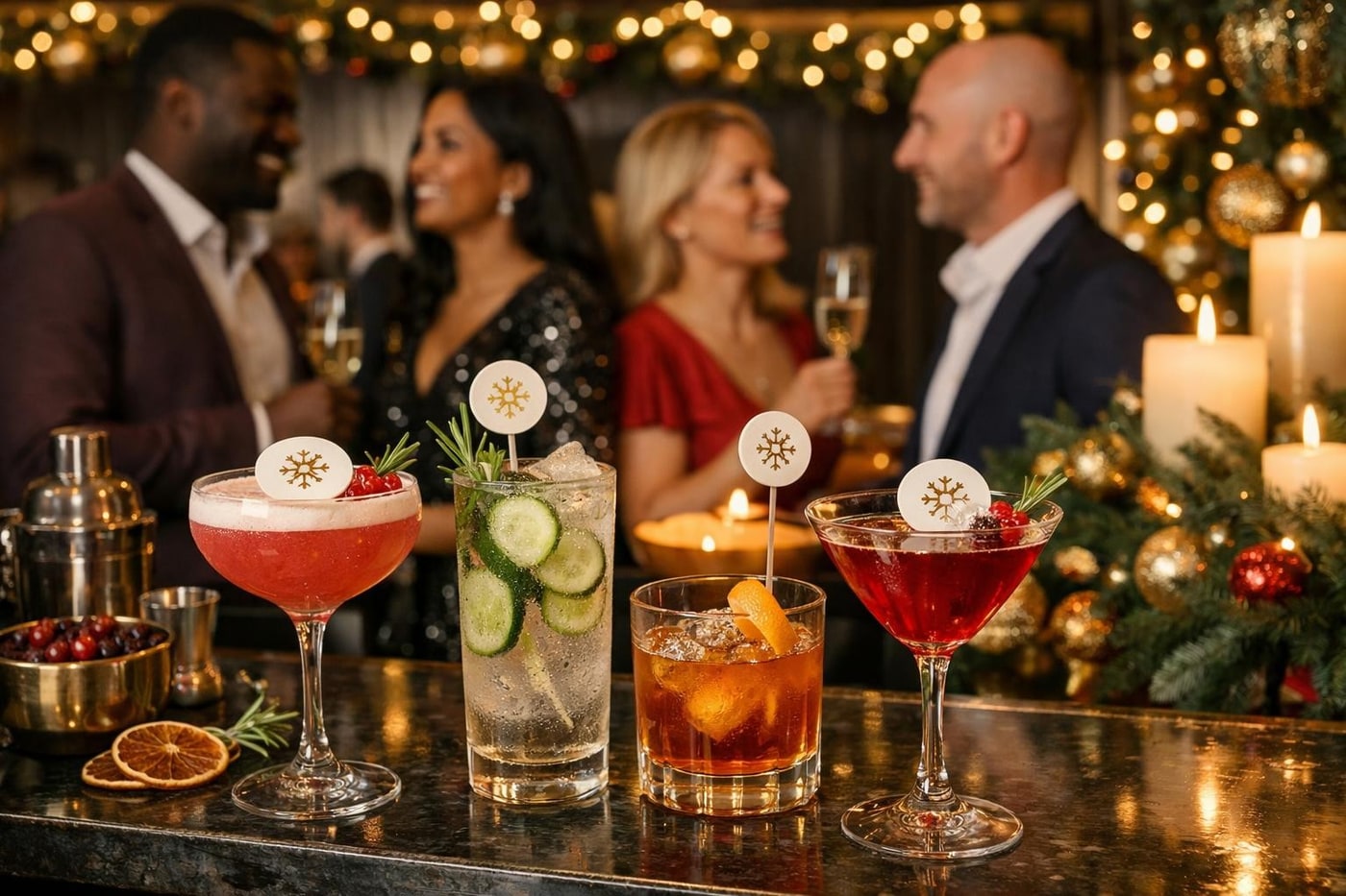 Stylish drinks display at a corporate Christmas party