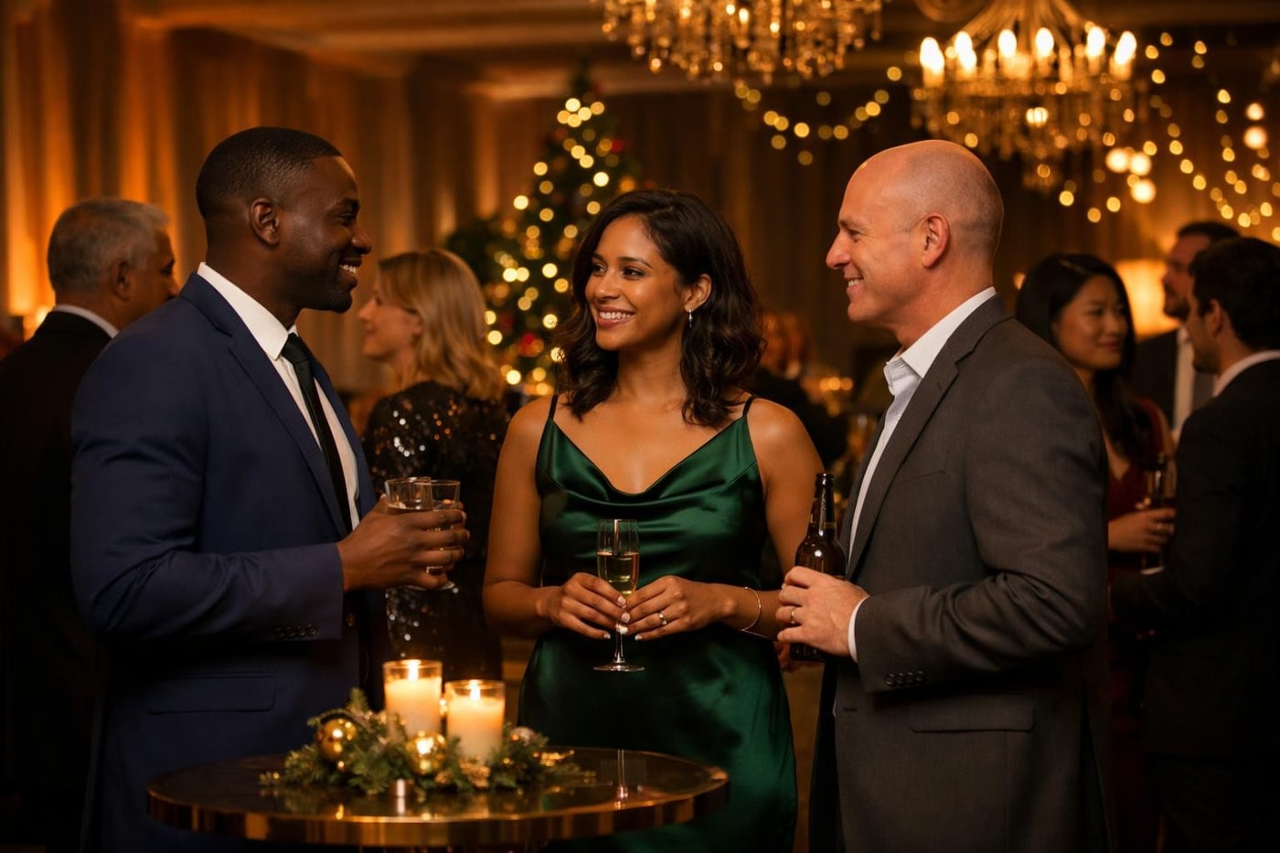 Atmospheric lighting at a corporate Christmas party